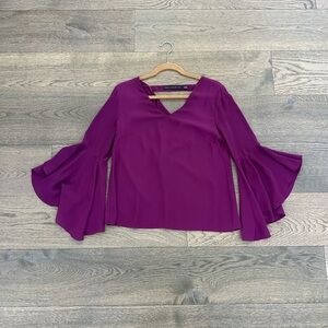 White House Black Market | Burgundy Bell Sleeve Blouse | Size 2